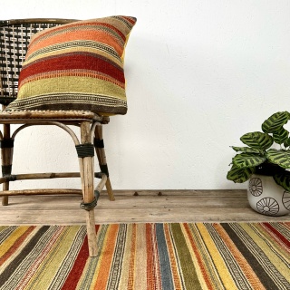 Natural Handmade Wool & Cotton Muted Stripe Ooty Kilim Cushion